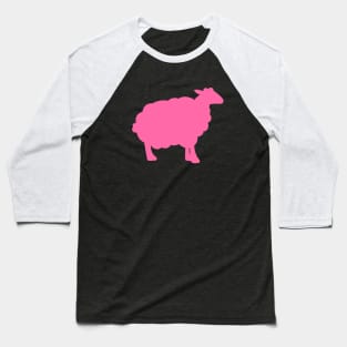 Sheep Silhouette Pattern in Pink Baseball T-Shirt